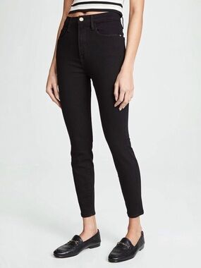 FRAME Ali High Rise Cigarette Premium Black Stretch Denim Jeans 25 x 26